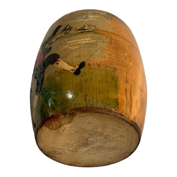 Rare VNTG Wooden Hand Painted Lidded Pot Norwegian Norge Treenware Souvenir Gift - Picture 6 of 6